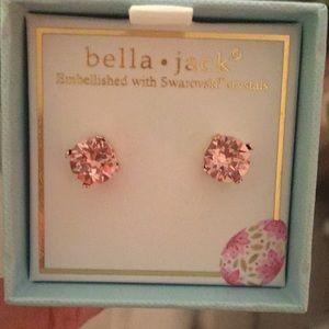 Rose Gold Pink Rose Crystal Earrings